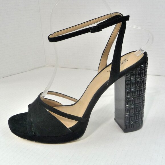 MK YOONIE SUEDE PLATFORM HEELS SIZE 7.5 - Picture 1 of 13